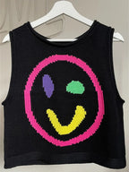 Smiley Round Neck Sweater Vest (8)