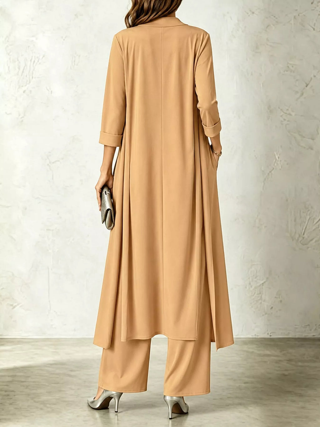 Full Size Cowl Neck Top Cardigan Pants Set Plus (11)
