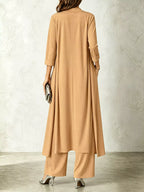 Full Size Cowl Neck Top Cardigan Pants Set Plus (11)