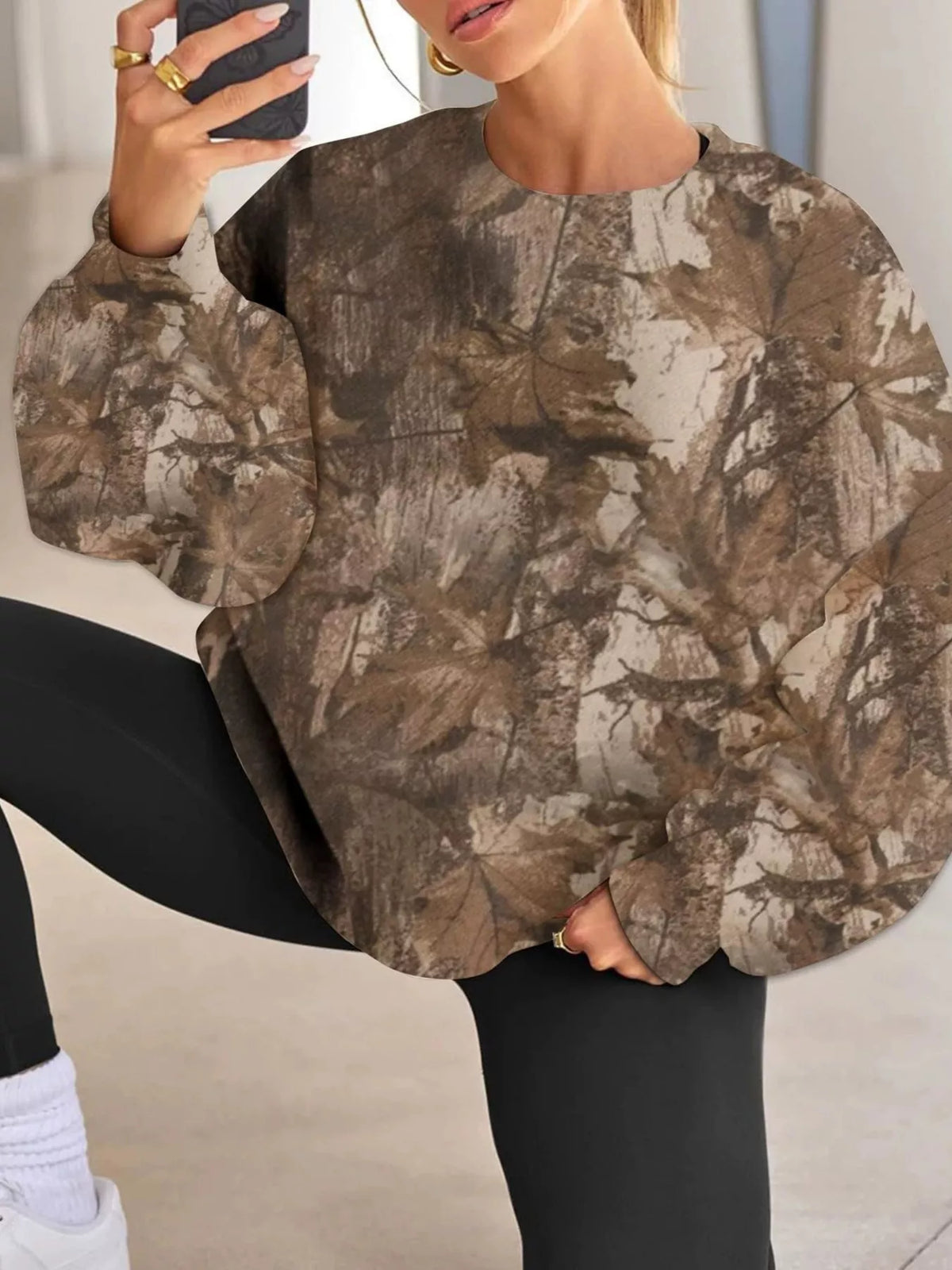 Oversized Printed Crew Neck Sweatshirt (12)