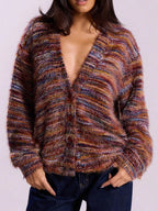Chunky Knit V-neck Button-up Cardigan