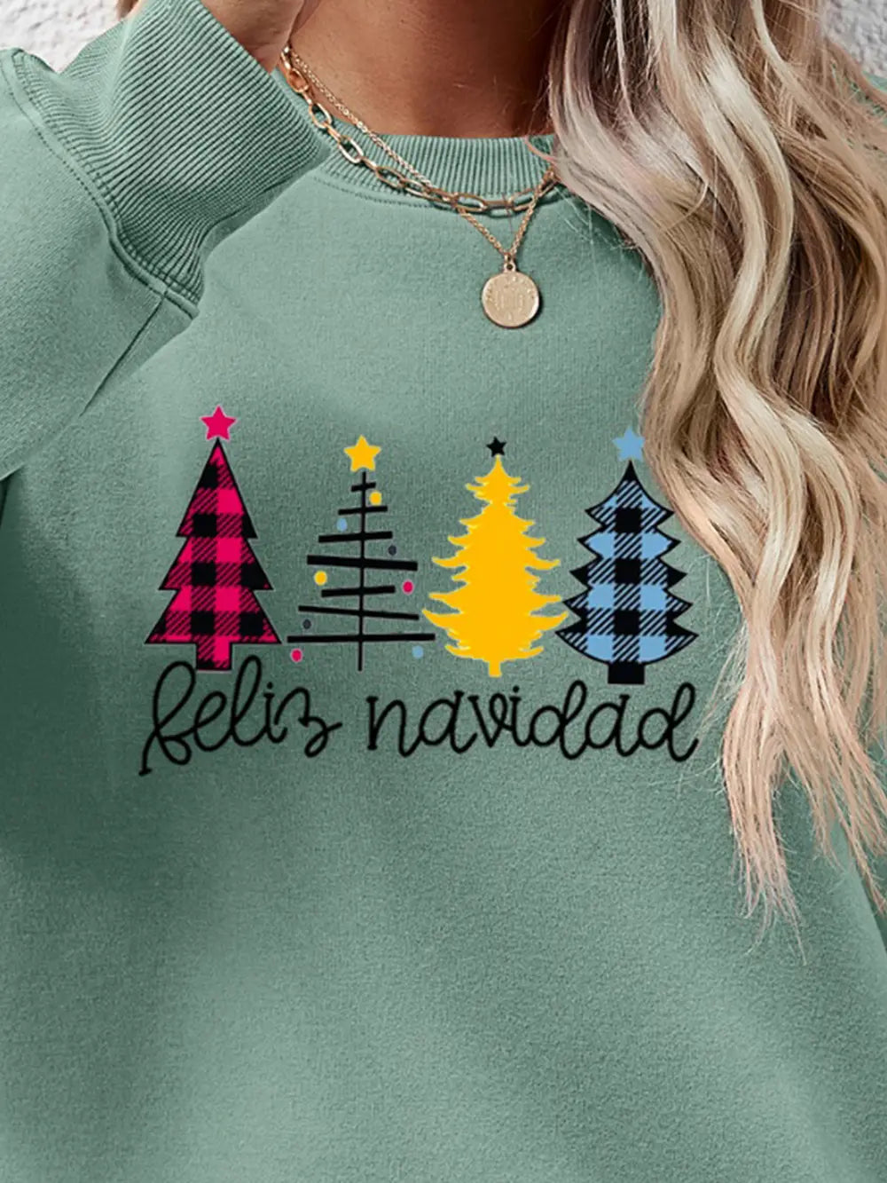 Round Neck Graphic Long Sleeve Sweatshirt (17)