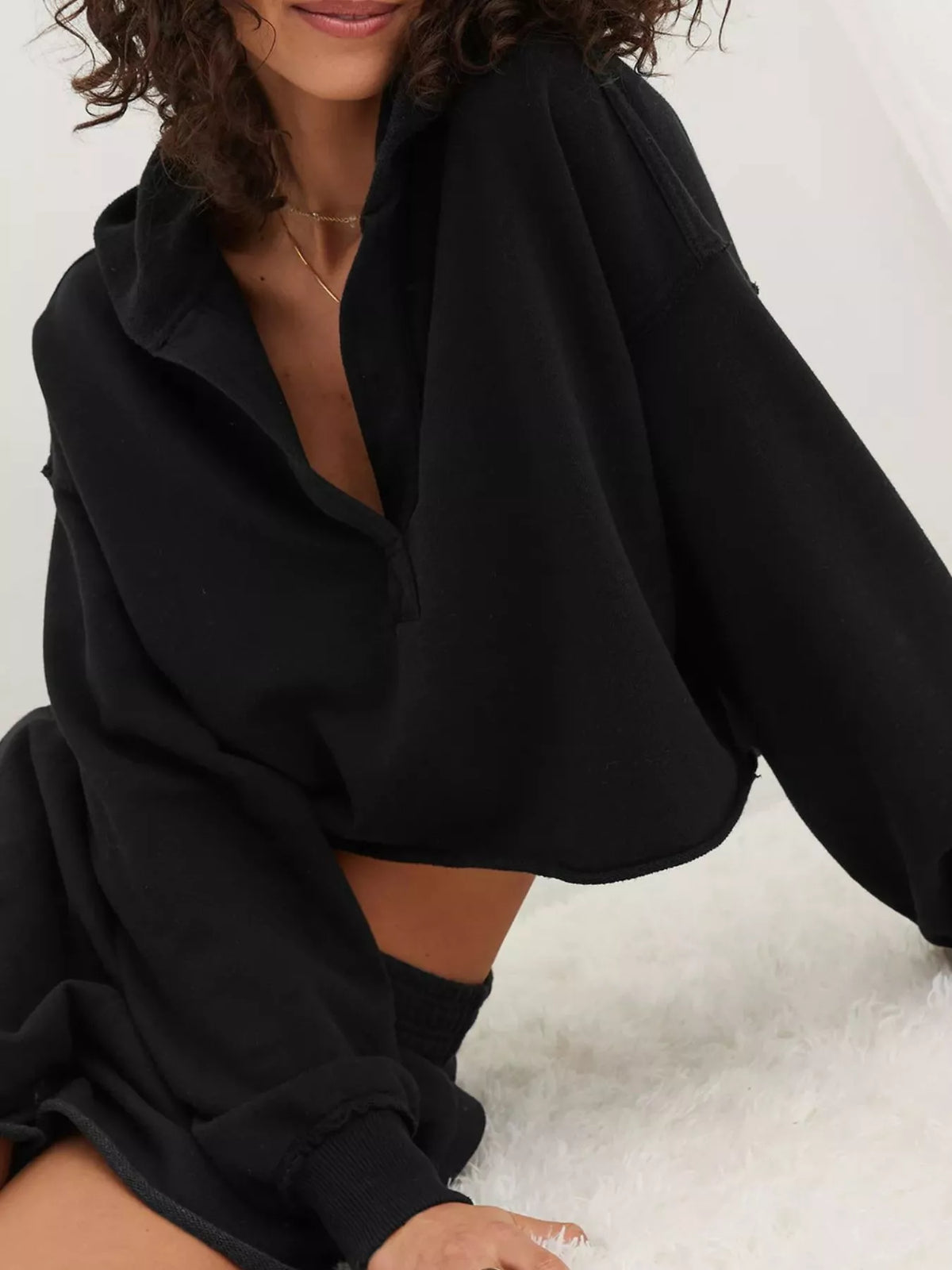 Exposed Seam Dropped Shoulder Hoodie (8)