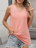 V-neck Eyelet Knit Cami Tank Top (12)