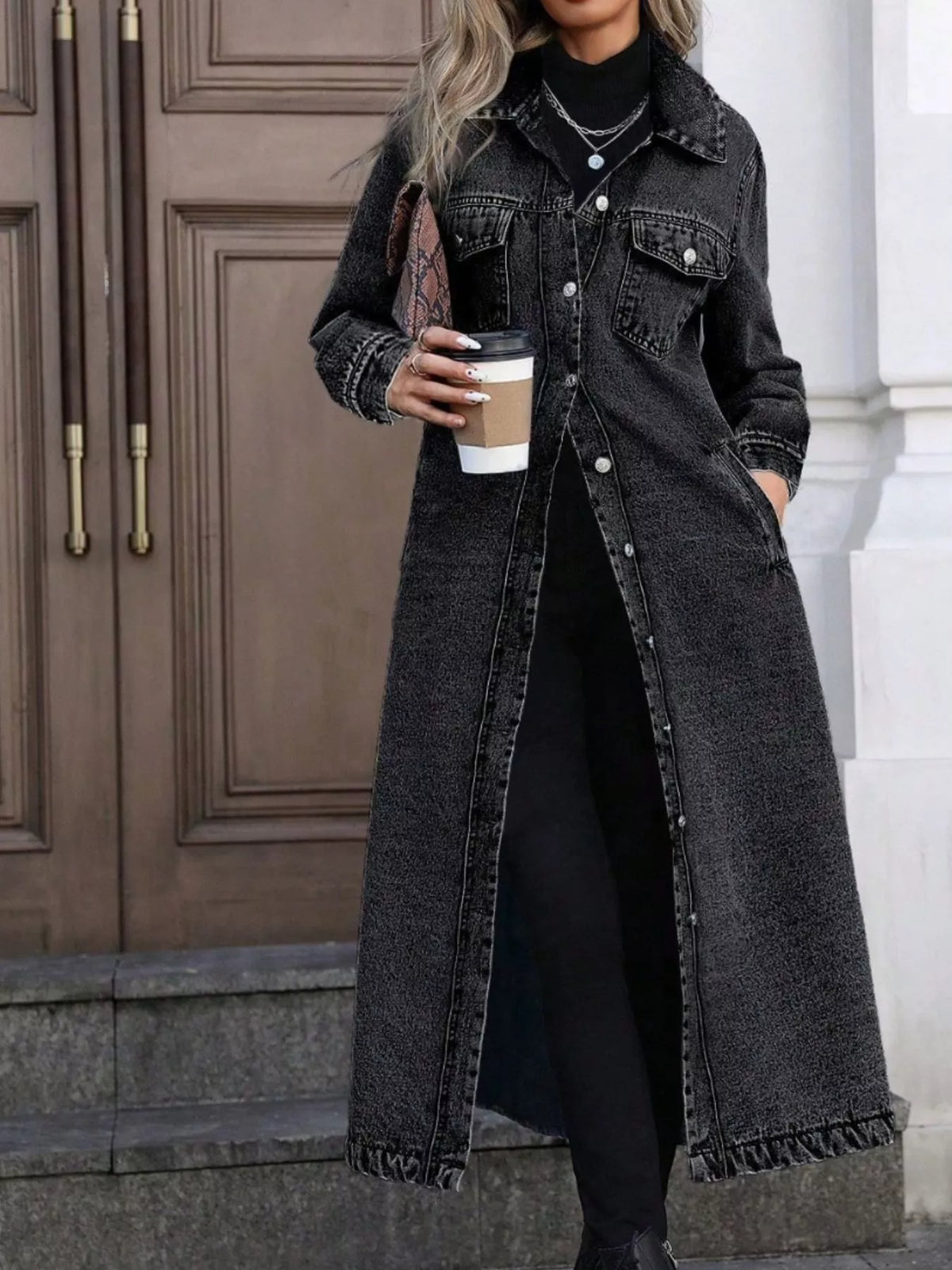 Longline Button-front Denim Jacket (5)