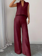 Sleeveless Top Wide Leg Pants Set (7)