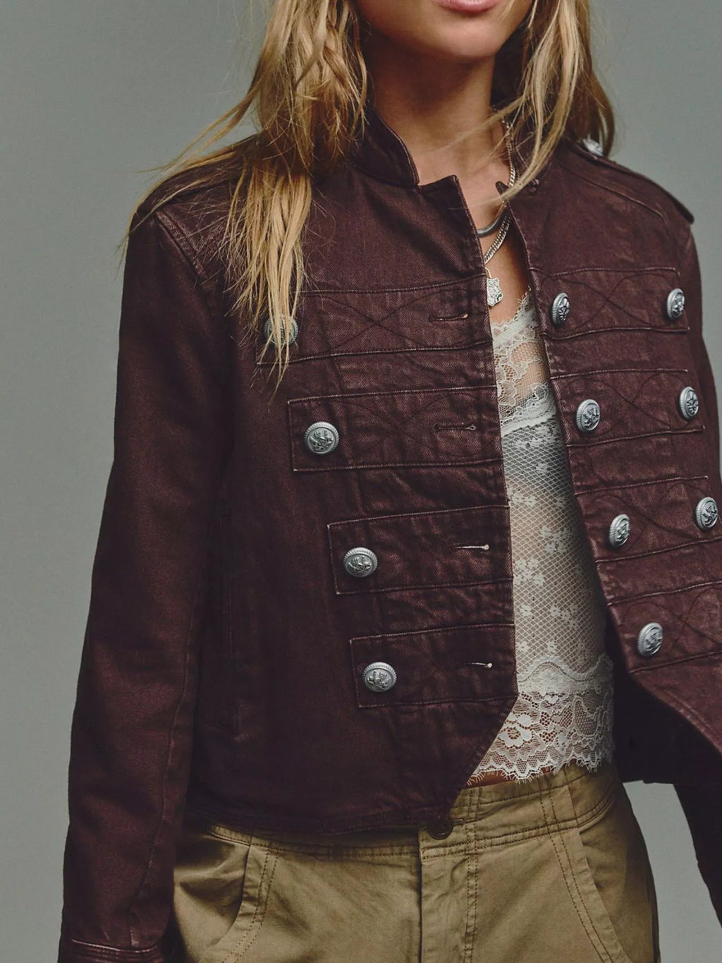 Decorative Button Cropped Jacket (5)