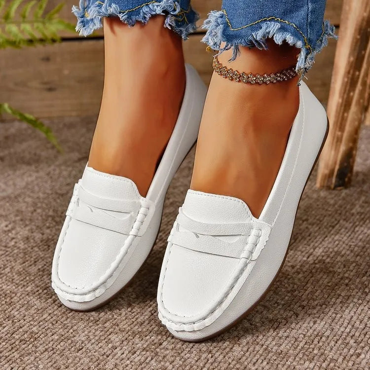 Pu Leather Round Toe Flat Slip-ons (5)