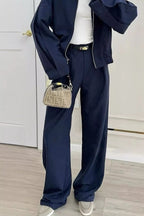 Zip-up Jacket Wide-leg Pants Set (12)