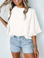 Ruffle Trim Half Sleeve Blouse (21)