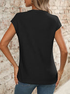 V-neck Short Sleeve Knit Top (10)