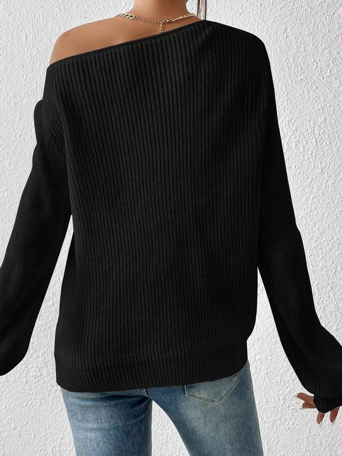 Single Shoulder Knit Sweater (4)