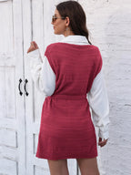 Tie Front V-neck Sleeveless Slit Sweater Dress (19)