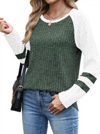 Ribbed Knit Raglan Long Sleeve T-shirt (11)