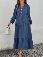 Ruffle Hem Button Front Tiered Dress (13)