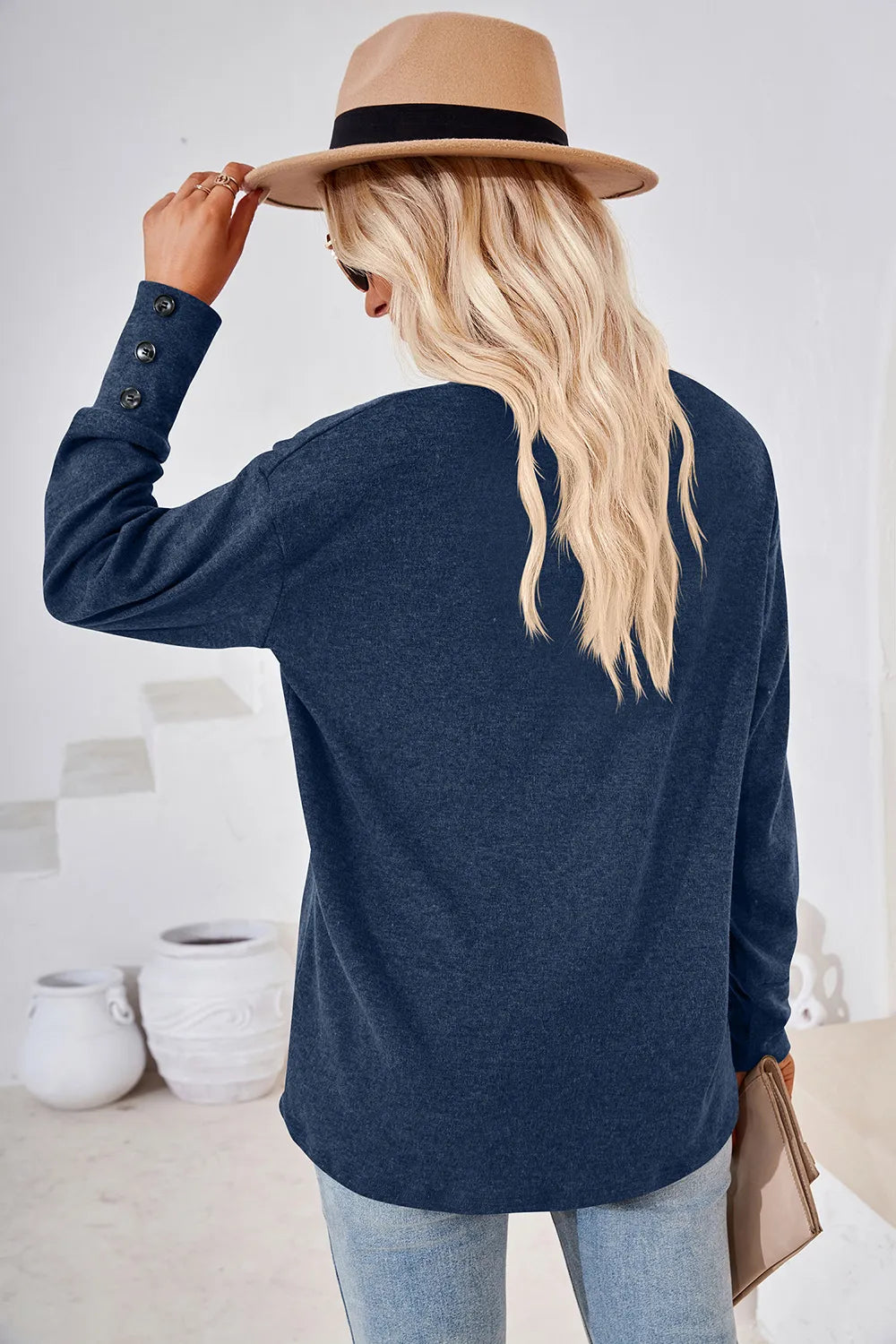 V-neck Dropped Shoulder T-shirt (8)