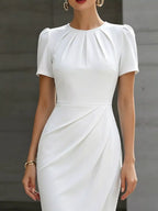 Ruched Short Sleeve Midi Dress (9)