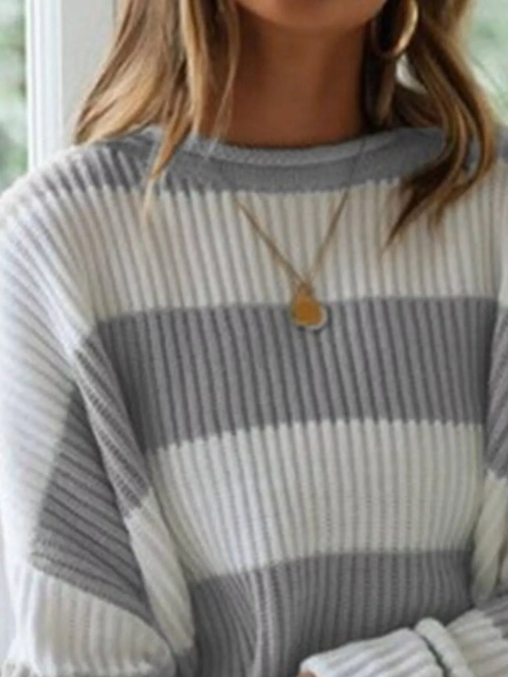 Contrast Striped Round Neck Sweater (14)