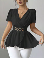 Surplice Short Sleeve Blouse (3)