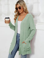 Pocketed Open Front Long Sleeve Cardigan (41)