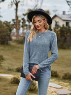 Ribbed Round Neck Long Sleeve Tee (15)