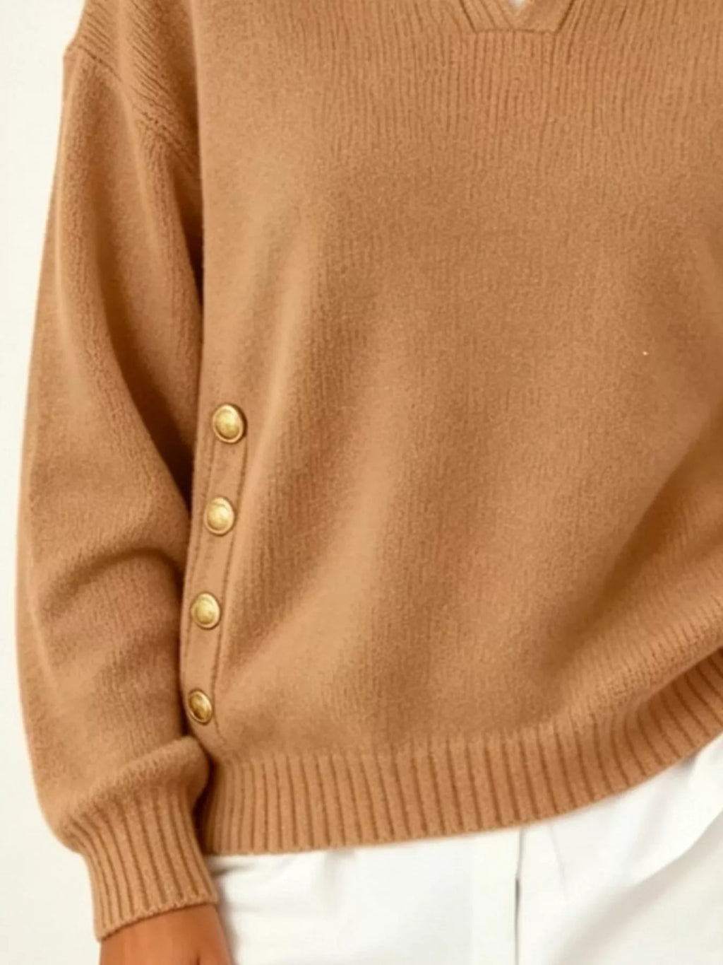 Chic Collared Decor-button Sweater (12)