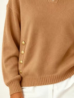 Chic Collared Decor-button Sweater (12)
