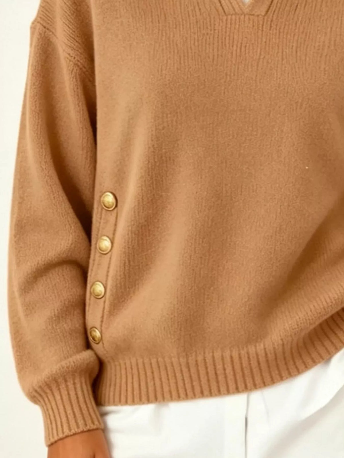 Chic Collared Decor-button Sweater (12)