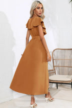Ruffled Tied V-neck Midi Dress (22)