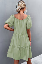 Square Neck Short Sleeve Mini Dress (8)