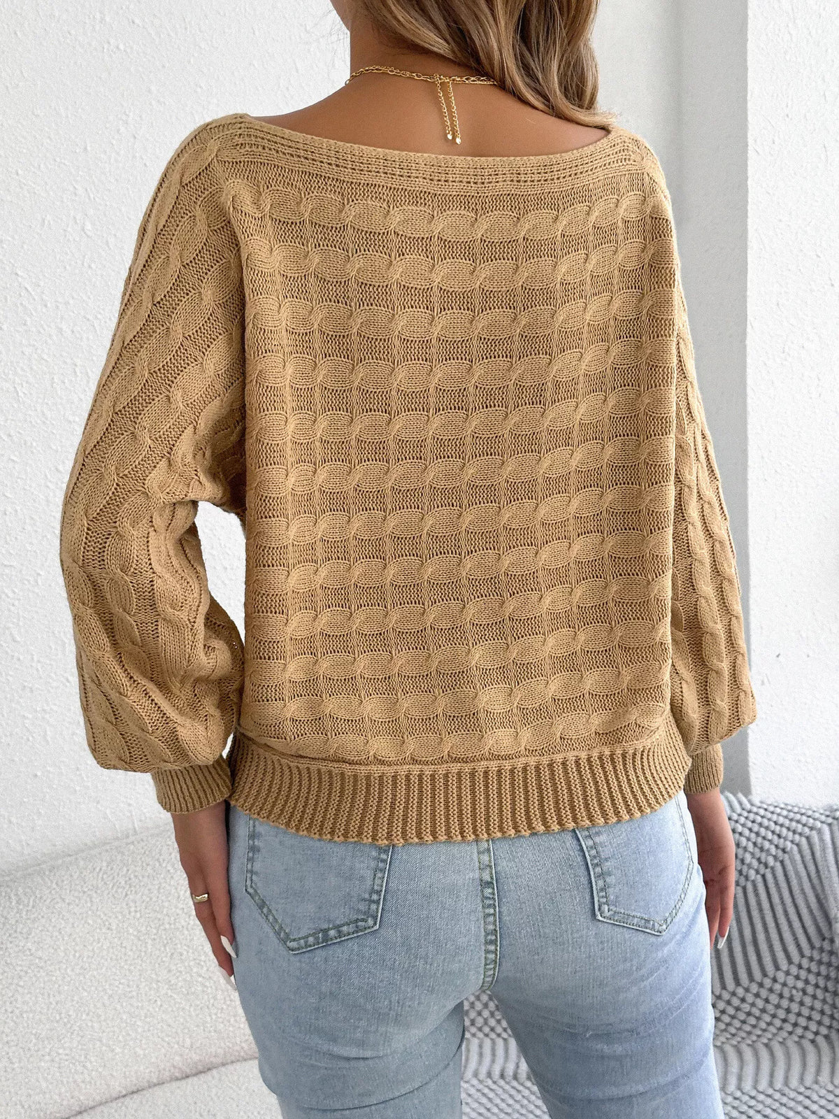 Cable Knit Boat Neck Sweater (7)