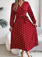 Tied Polka Dot Long Sleeve Midi Dress (23)