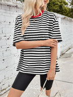 Contrast Striped Round Neck T-shirt (6)