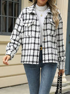 Plaid Button Up Long Sleeve Jacket (6)