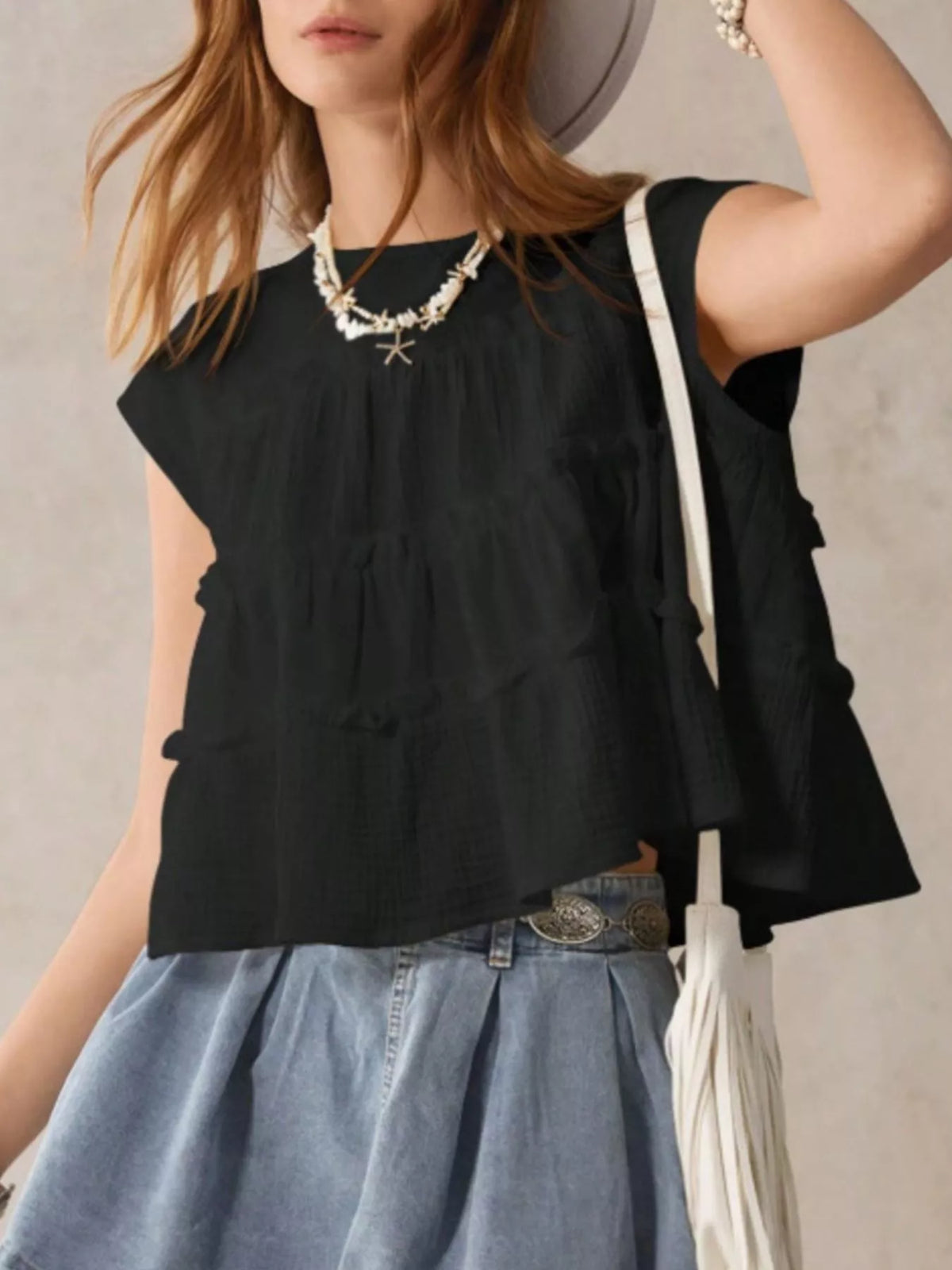 Tiered Cap Sleeve Blouse (7)