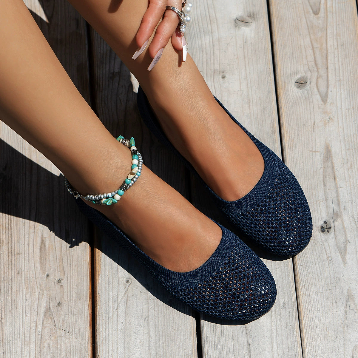 Solid Color Mesh Flat Slip-ons (10)