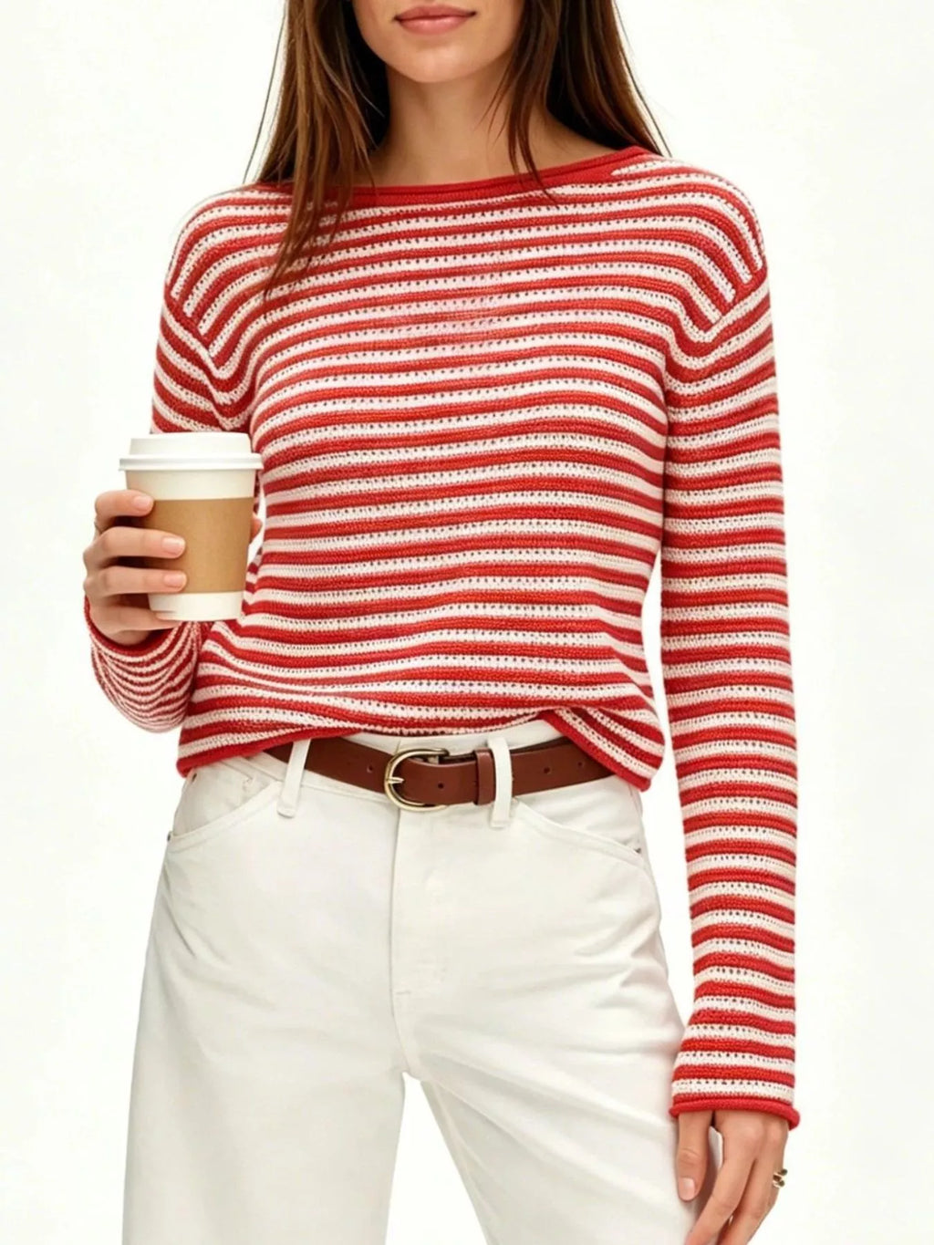 Striped Boat Neck Knit Sweater (6)