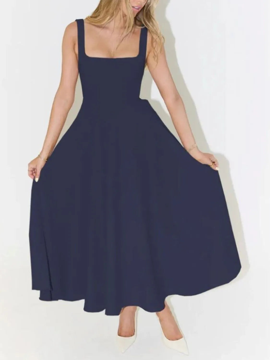 Square Neck Sleeveless Midi Dress (12)