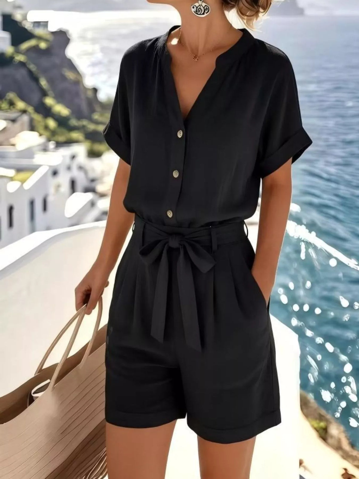 Button Down Shirt Shorts Set (3)