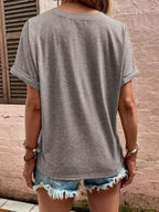 Full Size Notched T-shirt Rolled Sleeves Plus (18)