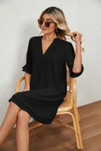 Notched Neck Flounce Sleeve Dress (14)