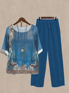 Printed Half Sleeve Top Pants Set