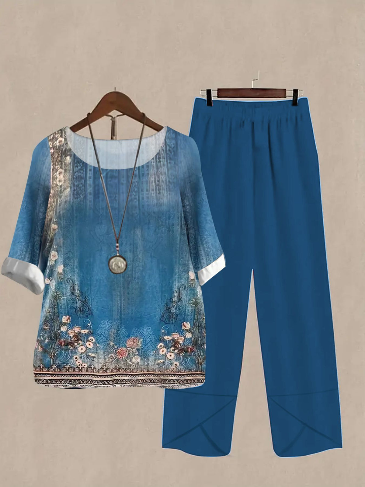 Printed Half Sleeve Top Pants Set