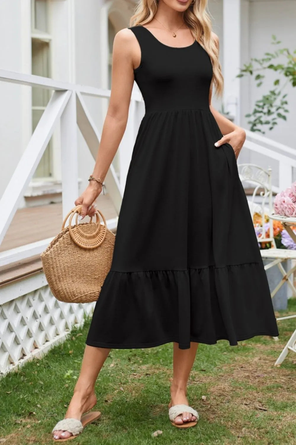Round Neck Wide Strap Tank Dress (11)