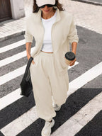 Zip-up Long Sleeve Top Pants Set (18)