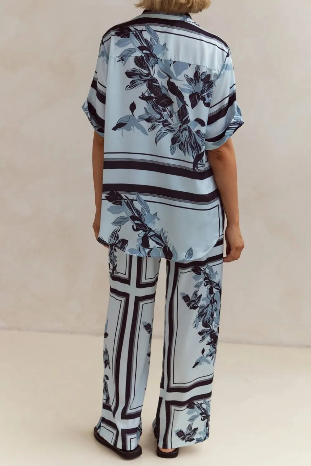 Printed Button Up Shirt Pants Set (19)