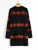 Halloween Pumpkin Open Front Knit Cardigan (4)