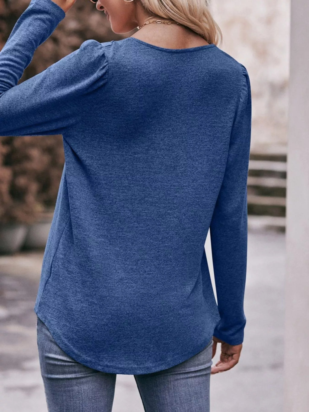 Pleated Square Neck Long Sleeve T-shirt (9)