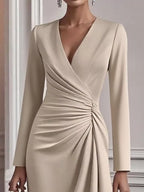 Ruched Surplice Long Sleeve Dress (5)