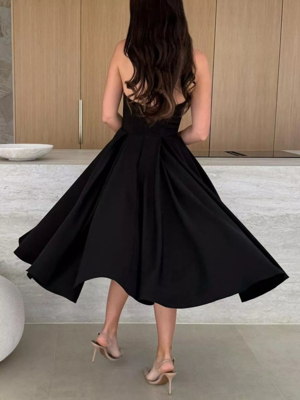 Strapless Ruched A-line Midi Dress (9)